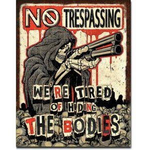 No Trespassing Funny Metal Tin Sign Picture Wall Bar Man Cave Home Work Gift